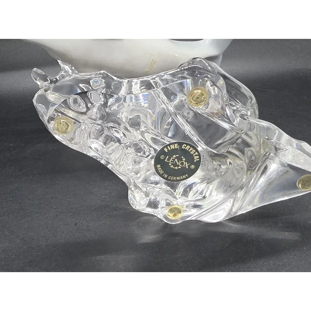 Vtg Lenox Porcelain China Grey Dolphin Crystal Clear Wave Figurine Statue 1995